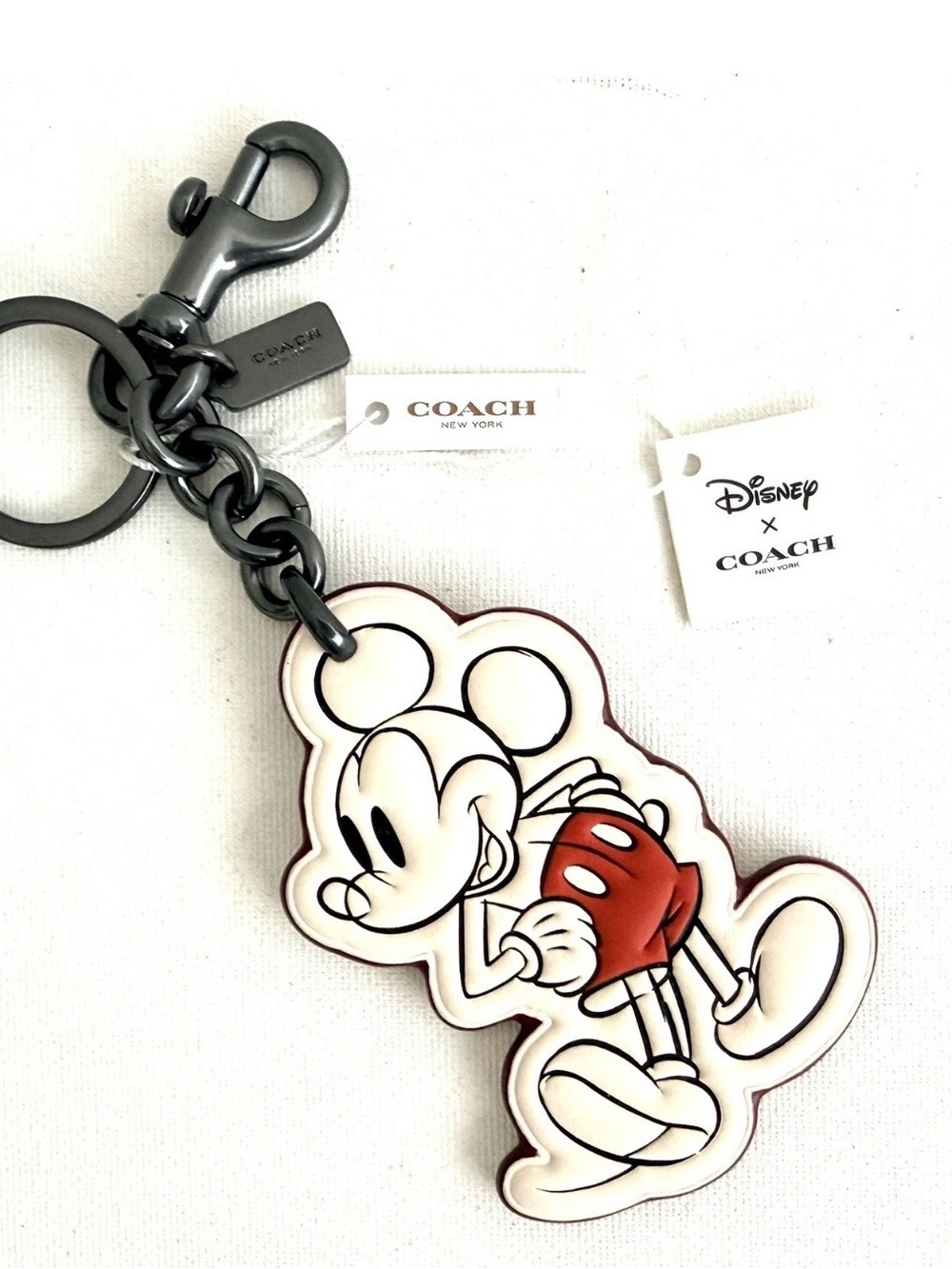 COACH Disney x COACH Mickey Mouse Red & Cream Key Fob Charm